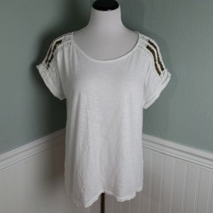 Anthro Akemi + Kin Metal Accent Rolled Sleeve Tee